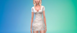 Элегантное короткое кружевное платье для Симс 4 – фото 1