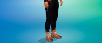 Классные мужские ботинки Rieker из кожи для Симс 4 – фото 1