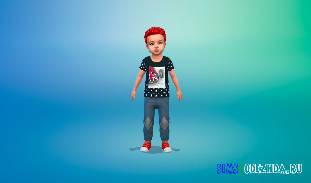 Коллекция футболок для малышей мальчиков для Симс 4 – фото 3