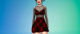 Короткое платье с прозрачными вставками для Симс 4 – фото 1