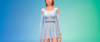 Мини-платье со стильными рукавами для Симс 4 – фото 1