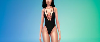 Модное боди с глубоким вырезом для Симс 4 – фото 1