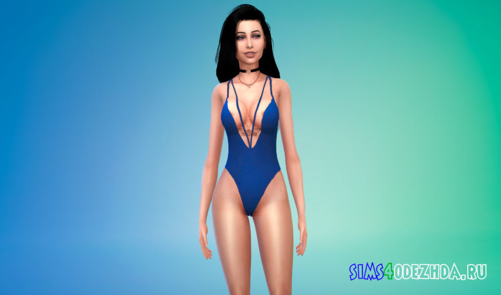 Модное боди с глубоким вырезом для Симс 4 – фото 3