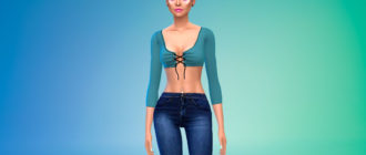 Облегающий топ с длинным рукавом для Симс 4 – фото 1