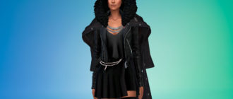 Плащ-накидка с мехом для Симс 4 – фото 1