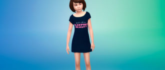 Платье-футболка с принтами для девочек для Симс 4 – фото 1