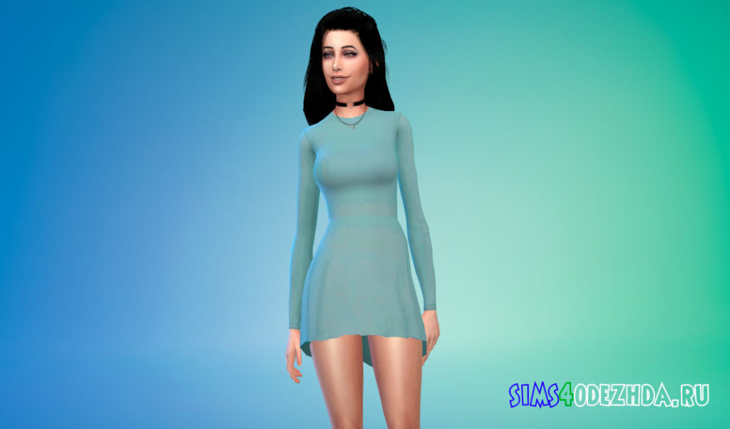 Платье с длинными рукавами для Симс 4 – фото 2