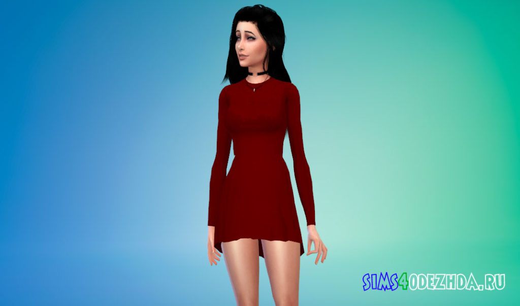 Платье с длинными рукавами для Симс 4 – фото 3