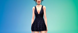 Платье с маленькими звездочками для Симс 4 – фото 1