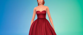 Пышное платье с открытыми плечами для Симс 4 – фото 1