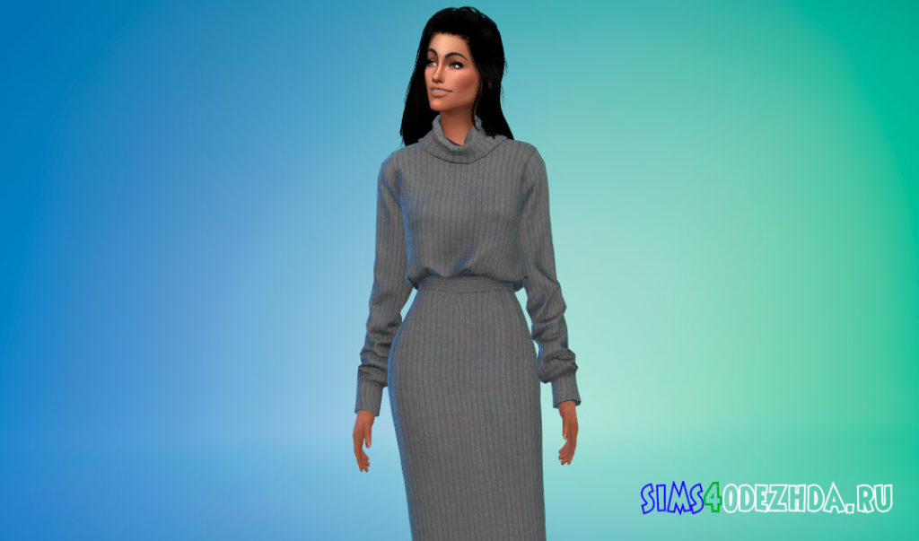Шерстяное платье-свитер для Симс 4 – фото 3