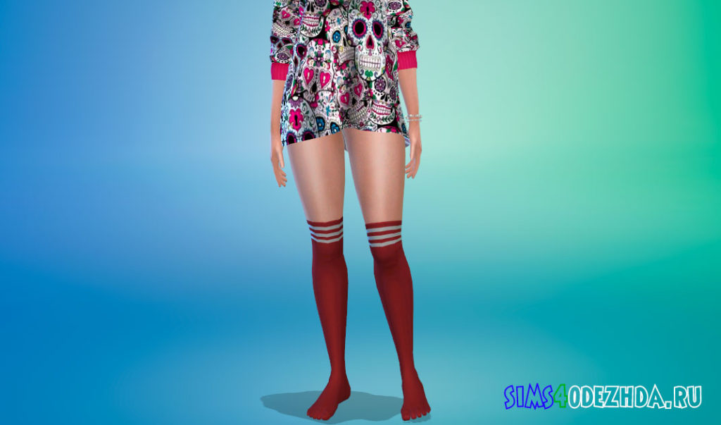 Симпатичные носки до колена с полосами для Симс 4 – фото 2