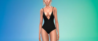 Слитный купальник с вырезами по бокам для Симс 4 – фото 1