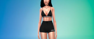 Спортивный наряд из топа и шорт для Симс 4 – фото 1