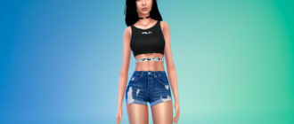 Стильный короткий топ с вырезом для Симс 4 – фото 1