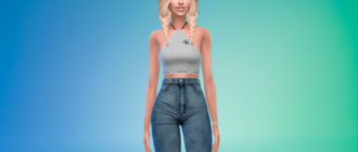 Топ с бретелью через шею для Симс 4 – фото 1