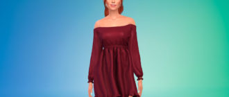 Укороченное платье с открытыми плечами для Симс 4 – фото 1