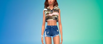 Укороченный худи без рукавов для Симс 4 – фото 1