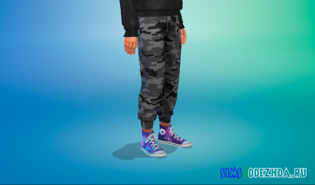 Высокие мужские кеды на шнуровке для Симс 4 – фото 2