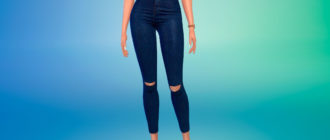 Женские рваные джинсы-скинни для Симс 4 – фото 1