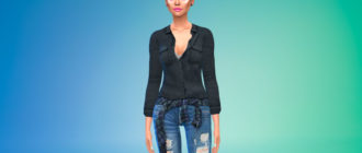 Женский джинсовый наряд для Симс 4 – фото 1