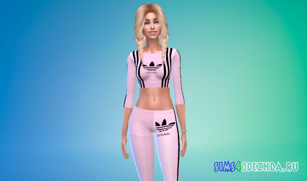 Женский спортивный костюм Adidas для Симс 4 – фото 2