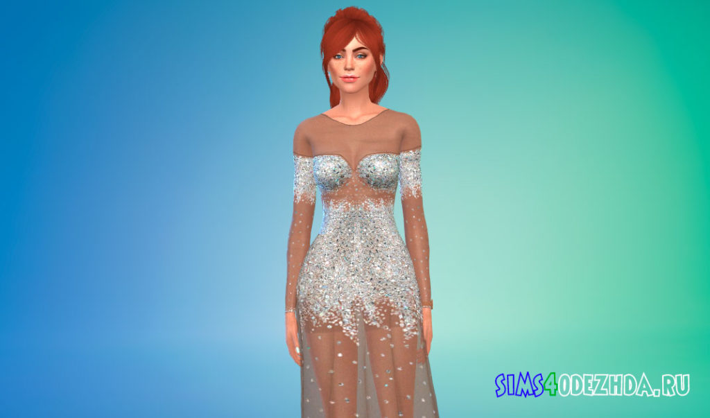 Женское прозрачное платье для Симс 4 – фото 2