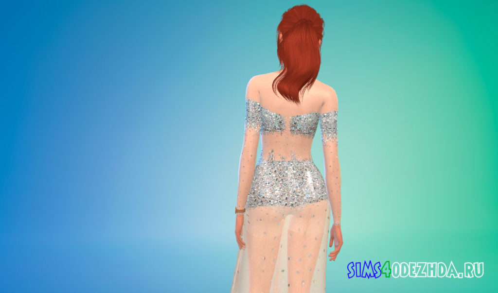 Женское прозрачное платье для Симс 4 – фото 3