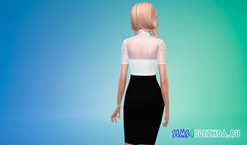 Белая блузка-боди для Симс 4 – фото 3