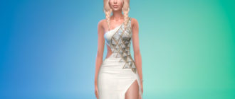 Белое дизайнерское платье для Симс 4 – фото 1