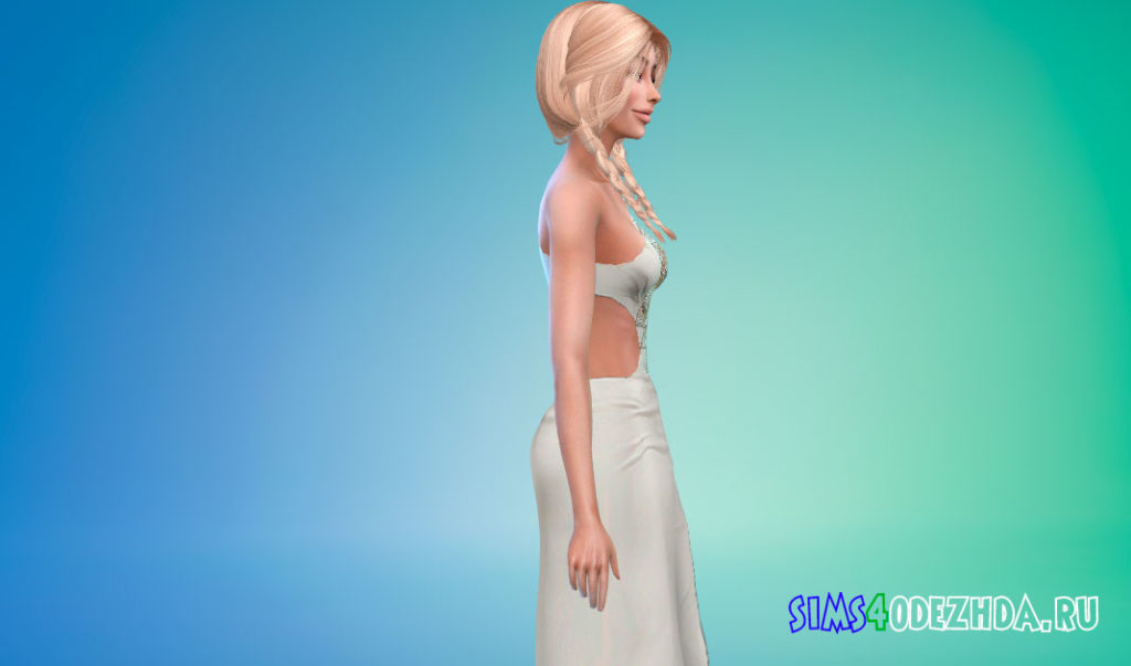 Белое дизайнерское платье для Симс 4 – фото 2