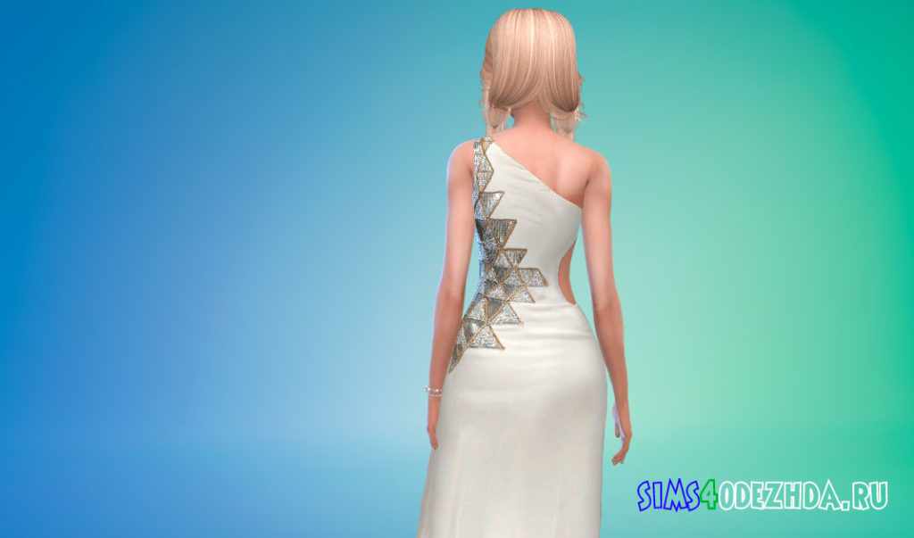 Белое дизайнерское платье для Симс 4 – фото 3