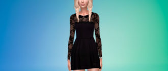 Черное платье с кружевом для Симс 4 – фото 1