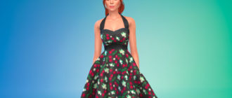 Цветочное платье в стиле 60-х для Симс 4 – фото 1