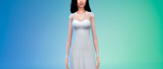 Длинное платье с прозрачными рукавами для Симс 4 – фото 1