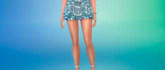 Джинсовая юбка с цветочным рисунком для Симс 4 – фото 1