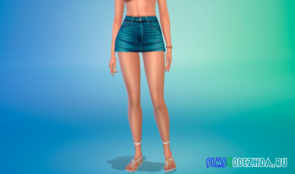 Джинсовая мини-юбка для Симс 4 – фото 3