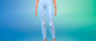 Джинсы с рваными коленями для Симс 4 – фото 1