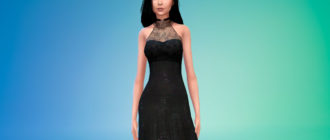 Элегантное длинное кружевное платье для Симс 4 – фото 1