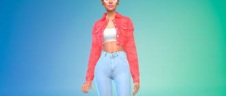 Короткая джинсовка для Симс 4 – фото 1