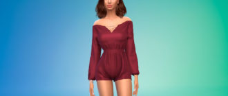 Короткий женский комбинезон для Симс 4 – фото 1