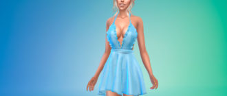 Короткое летнее платье с открытой спиной для Симс 4 – фото 1