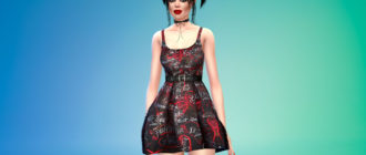 Короткое платье с рисунками для Симс 4 – фото 1