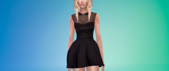 Короткое платье с воротником для Симс 4 – фото 1