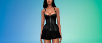 Кожаный топ с баской для Симс 4 – фото 1