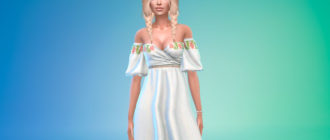 Красивое платье с цветочным принтом для Симс 4 – фото 1