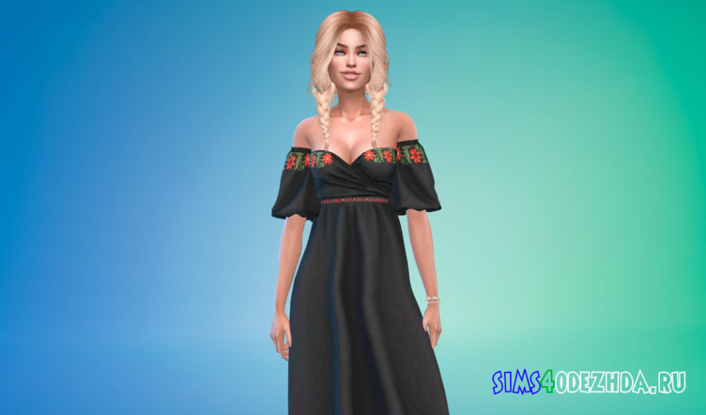 Красивое платье с цветочным принтом для Симс 4 – фото 2
