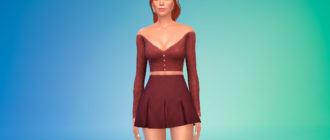 Кроп-топ с пуговицами для Симс 4 – фото 1