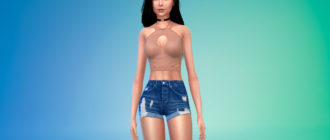 Кроп-топ со стильным вырезом для Симс 4 – фото 1