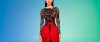 Кружевное платье Ким Кардашьян для Симс 4 – фото 1